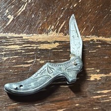 Antique Miniature German Advertising Knife LADIES Victorian Shoe Form SHARP Gift picture