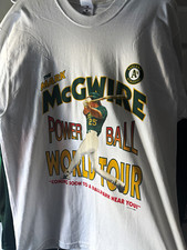 Mark McGwire Oakland Athletics Powerball World Tour Vintage T-Shirt White L picture