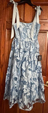 Lulus Proof of Perfection Blue Floral Tiered Tie-Strap Midi Dress Sz XS NWT $89 picture