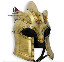 ZAIN King's Guard Armor Helmet | Steel Replica, Leather Inliner & Brass Buckle picture