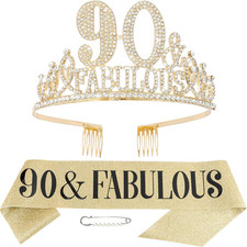 90Th Birthday Decorations for Women, 90Th Birthday Sash and Tiara for Women picture