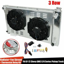 CC369 3 Row Radiator+Shroud Fan Relay For 1967-72 Chevy/GMC C/K 10/20/30 Pickup picture
