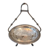 Antique Reed & Barton Silverplate Bride's Basket No. 4073 Owl Floral Aesthetic picture