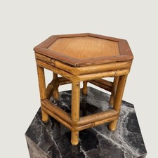 Vintage Hexagonal Bamboo Plant Stand Pedestal Riser Rattan Boho Decor 9