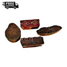 Vintage Carved Wooden Textile Stamp, Printing Block, India picture