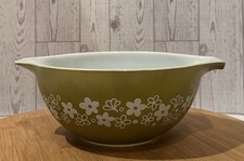 Vintage Pyrex 442 Spring Blossom Green Crazy Daisy Cinderella Mixing Bowl 1.5 QT picture