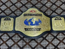 World Television Championship Replica Title Belt 4mm  Brass/Leather 4mm picture