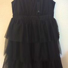 Lulu's Black Sleeveless V-Neck Ruffle Tulle Maxi Dress Size XL, Extra Large picture