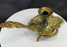 Antique French Palmatoria Chamberstick Ornate Hand Pounded Bronze/Brass picture