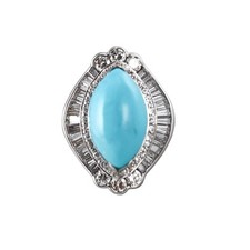 Platinum Diamond Turquoise Cocktail Ring picture