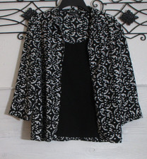 Notations Women's Top Size M Long Sleeve Black Geometric Button Up picture