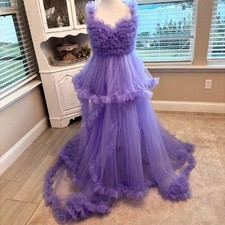 NEW Tulle Maternity Dress for Photoshoot Bridal Robe Purple NWOT Size M picture