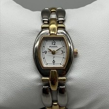 Fossil F2 ES-8680 Womens Watch 20mm Two Tone Silver Gold New Battery 6.5