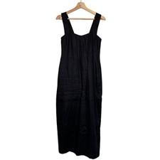 DISSH Willow 100% Linen Square Neck Long Dress 4 Black Cocktail Vacation picture