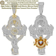 4.55 Ct Moissanite Egyptian Horus Evil Eye of Ra Ankh Cross Pendant Charm Big 3