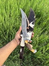 Custom Handmade Copper Damascus Hunting Bowie Knife | Camping Knife With Stag picture