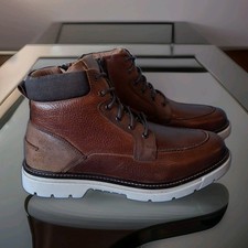 NWOB Franco Fortini Mens Ken Cognac Leather Ankle Lace Up Lug Boots Sz 13  picture