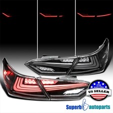 Fits 2018-2022 Toyota Camry Sequential LED Tail Light Rear Brake Lamp Black picture