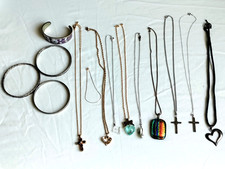 Mixed Jewelry Lot Sterling 925 Avon Mexico Silver Gold Filled Necklaces picture
