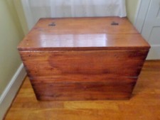ANTIQUE EARLY AMERICAN PINE BLANKET CHEST BOX TRUNK PRIMITIVE FARMHOUSE STORAGE picture
