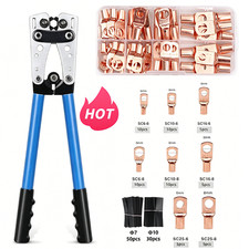 140PCS Copper Lugs Ring Terminals Bare Battery Welding Crimp Wire Connectors Kit picture