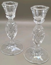 Vintage Pair Candlesticks American Brilliant 24% Lead Crystal Pinwheel  picture