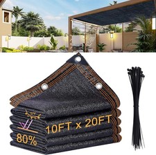 Lianxuia 10x 20ft Garden Shade Cloth, 80% Black Mesh Tarp with Reinforced Gro... picture