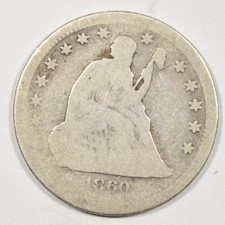 1860-O SEATED LIBERTY QUARTER ~ NICE ORIGINAL G/VG picture