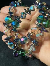 Vintage Vendome Necklace Blue AB Mixed Beaded Double Strand Adjustable picture