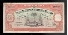 British West Africa, 1946, 20/Shillings, P-8b, CRISP VF+/aEF picture