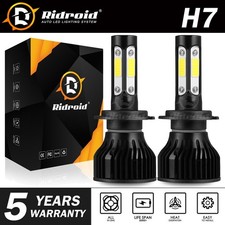 Pair 4-sides H7 LED Headlight bulb 2400W 6000K 360000LM Replacement Bulb JO picture