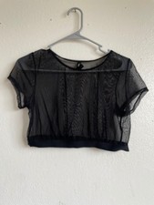 Torrid black sheer mesh crop top grunge goth layering piece size 0 or large picture