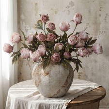 Thiccywoov 8 Pcs Faux Peony Stems Flowers Bulk Vintage Artificial Silk Peonie... picture