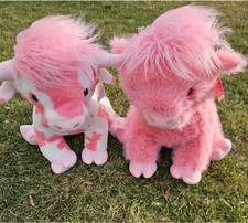 Jumbo Longhorn Cow Plush Pink/Spot  White 24