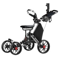 CaddyTek CaddyCruiser ONE Pro Folding 4 Wheel Golf Buggy Silver + Removable Seat picture