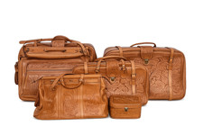 Vintage Grant's Naturals Tooled Leather Luggage Suite picture
