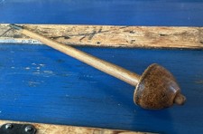 ANTIQUE C 19 Bulgarian BALKAN Decorated Wood Drop SPINDLE Carved MOTTO Folk Art picture