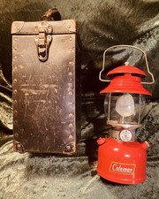 Vintage Coleman 200A Red Single Mantle Lantern 1957 With Rare Case USA picture