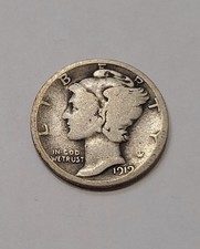 Circulated Tougher Early-Date 1919-D MERCURY DIME w/FREE SHIPPING picture