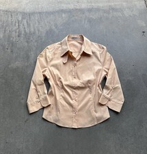 Vintage 00s Prada Made In Italy Women’s Peach Button Up Blouse Size 44/US Medium picture