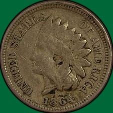 1864 Copper Nickel Indian Head Cent Very Good VG Coin #48711 picture