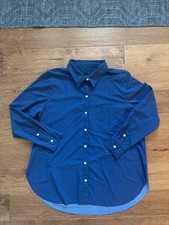 Lysse Women’s Navy Blue Polka Dot Button-Up Long Sleeve Shirt Blouse picture