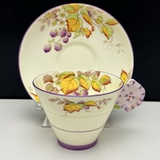 Star Paragon Cup & Saucer PANSY FLOWER HANDLE BLACKBERRY Antique  picture