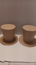 SET OF 2 PAPER MACHE 6'' TOP HATS FOR CRAFTS NEW picture