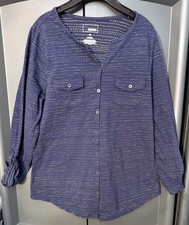 NWOT-Sonoma button down Long sleeve blue Top, M picture