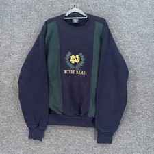 Vintage Notre Dame Sweatshirt Mens XL Blue MV Sport Pullover Fighting Irish Y2K picture