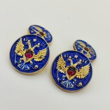 Vintage Imperial Faberge Era Gilded Silver Enamel Cufflinks picture