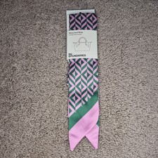 No Boundaries Women's Satin Skinny Scarf Wrap, Pink/Green Geometric New picture