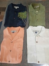 Tommy Bahama Men’s M Silk Woven Button-Up Shirt Spread Collar Multicolor picture