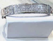Exquisite 14k Two-Tone W/G 15 Carat Unisex Diamond Bangle Bracelet 35.3 Grams picture